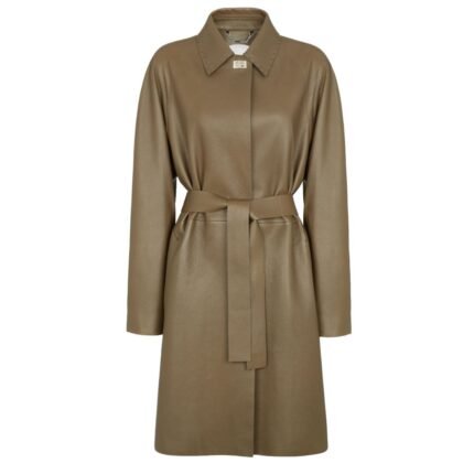 FENDI OVERCOAT GREEN LEATHER OVERCOAT