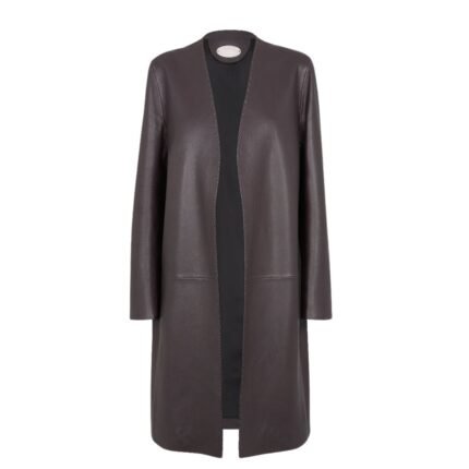 FENDI OVERCOAT DARK PURPLE LEATHER OVERCOAT