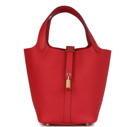 HERMÈS PICOTIN LOCK 18 VERMILLION CLEMENCE GOLD HARDWARE