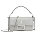 FENDI BAGUETTE MINI SILVER COLOR STINGRAY LEATHER BAG