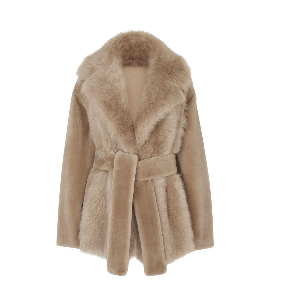 1 FENDI COAT BEIGE SHEEPSKIN COAT