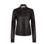 FENDI SHIRT BLACK NAPPA LEATHER SHIRT