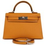 HERMÈS KELLY SELLIER 20 MOUTARDE CHEVRE PALLADIUM HARDWARE