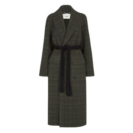 FENDI COAT GREEN TWEED COAT
