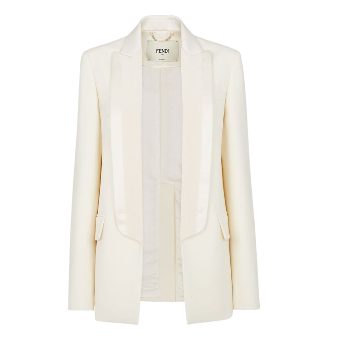 1 FENDI JACKET WHITE WOOL AND SILK BLAZER