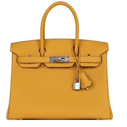 HERMÈS BIRKIN 30 JAUNE AMBRE TOGO PALLADIUM HARDWARE
