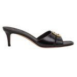 FENDI FFOLD LEATHER MEDIUM-HEELED SANDALS