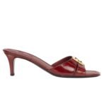 FENDI FFOLD LEATHER MEDIUM-HEELED SANDALS
