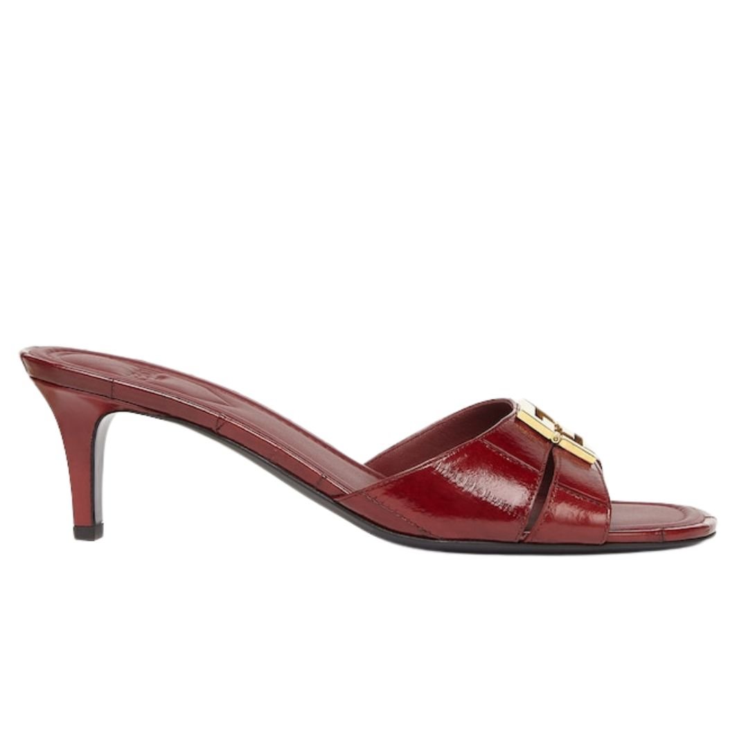 1 FENDI FFOLD LEATHER MEDIUM-HEELED SANDALS