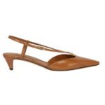 FENDI FFOLD LEATHER LOW-HEELED SLINGBACKS