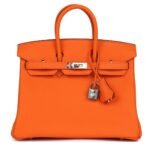 HERMÈS BIRKIN 25 ORANGE MINIUM TOGO PALLADIUM HARDWARE