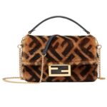 FENDI BAGUETTE MINI BROWN SHEEPSKIN BAG