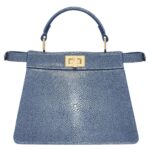 FENDI PEEKABOO ISEEU PETITE BLUE STINGRAY LEATHER BAG