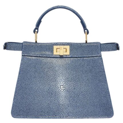 FENDI PEEKABOO ISEEU PETITE BLUE STINGRAY LEATHER BAG