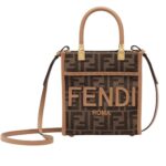 FENDI MINI SUNSHINE SHOPPER BROWN FF FABRIC MINI-BAG
