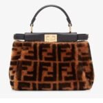 FENDI PEEKABOO MINI BROWN SHEEPSKIN BAG