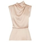 FENDI TOP CHAMPAGNE-COLORED SILK TOP