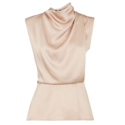 FENDI TOP CHAMPAGNE-COLORED SILK TOP