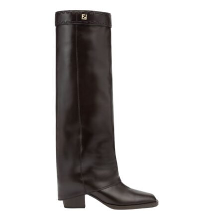 FENDI SHOW BURGUNDY LEATHER HIGH-HEELED BOOTS