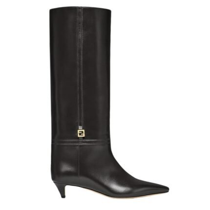 FENDI FFOLD LEATHER LOW-HEELED BOOTS