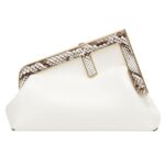 FENDI FIRST SMALL WHITE LEATHER BAG WITH EXOTIC DETAILS