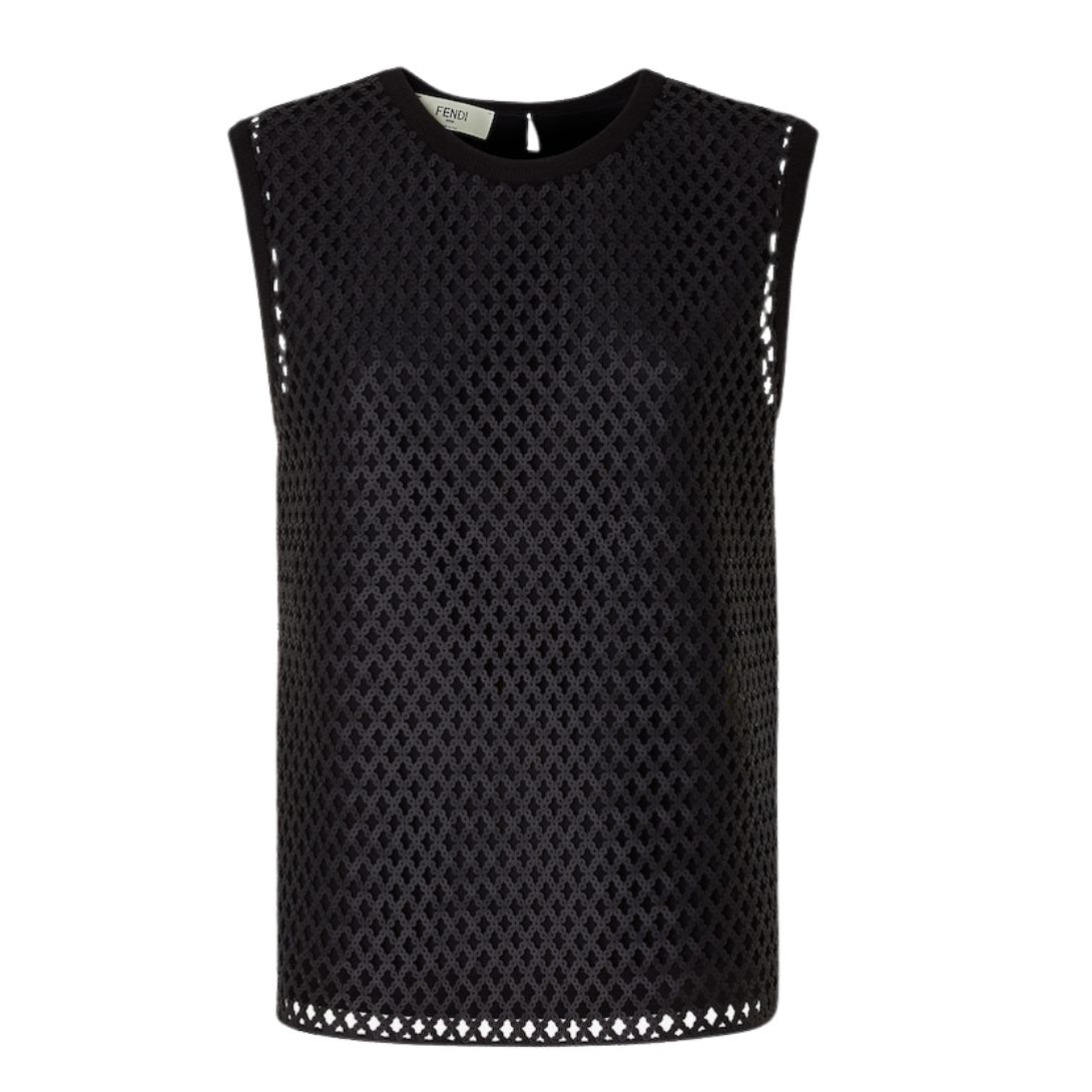 1 FENDI TOP BLACK TULLE AND SEQUIN TOP