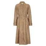FENDI OVERCOAT BEIGE FF JACQUARD FABRIC TRENCH COAT