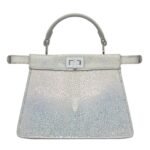 FENDI PEEKABOO ISEEU PETITE IRIDESCENT SILVER COLOR STINGRAY BAG