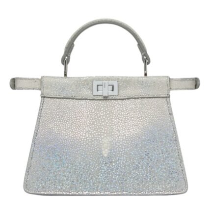 FENDI PEEKABOO ISEEU PETITE IRIDESCENT SILVER COLOR STINGRAY BAG