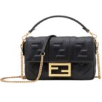 FENDI BAGUETTE MINI NAPPA LEATHER BAG WITH FF MOTIF