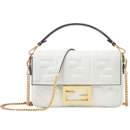 FENDI BAGUETTE MINI NAPPA LEATHER BAG WITH FF MOTIF