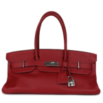 PRE-OWNED HERMÈS SHOULDER BIRKIN 42 JPG ROUGE VIF CLEMENCE PALLADIUM HARDWARE