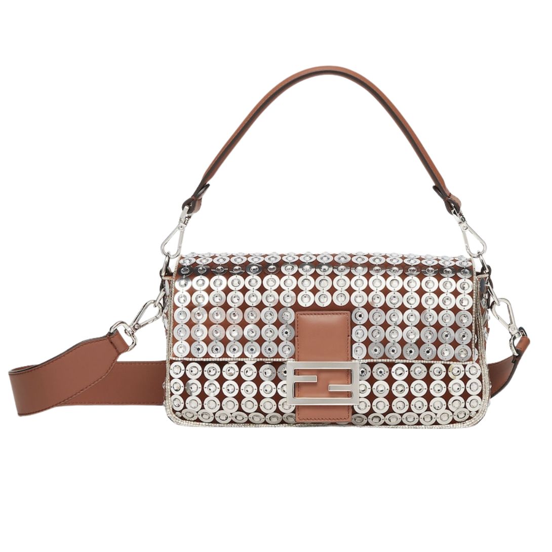 1 FENDI BAGUETTE BAG EMBROIDERED WITH SEQUINS AND RHINESTONES