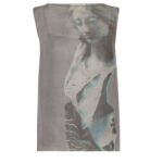 FENDI TOP GRAY PRINTED ORGANZA TOP