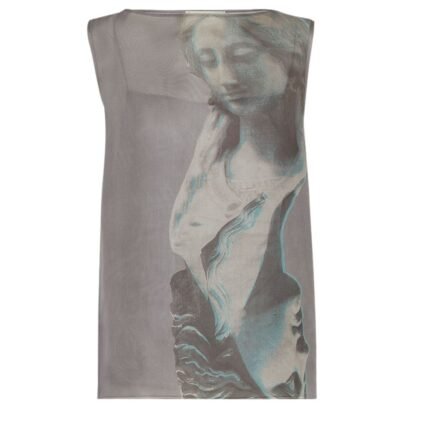 FENDI TOP GRAY PRINTED ORGANZA TOP