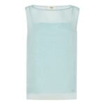 FENDI TOP LIGHT BLUE EMBROIDERED TULLE TOP