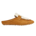 FENDI BAGUETTE BROWN NUBUCK AND SHEEPSKIN SABOTS