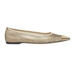 FENDI COLIBRÌ CHAMPAGNE-COLORED METALLIC FF MESH BALLET FLATS