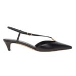 FENDI FFOLD LEATHER LOW-HEELED SLINGBACKS