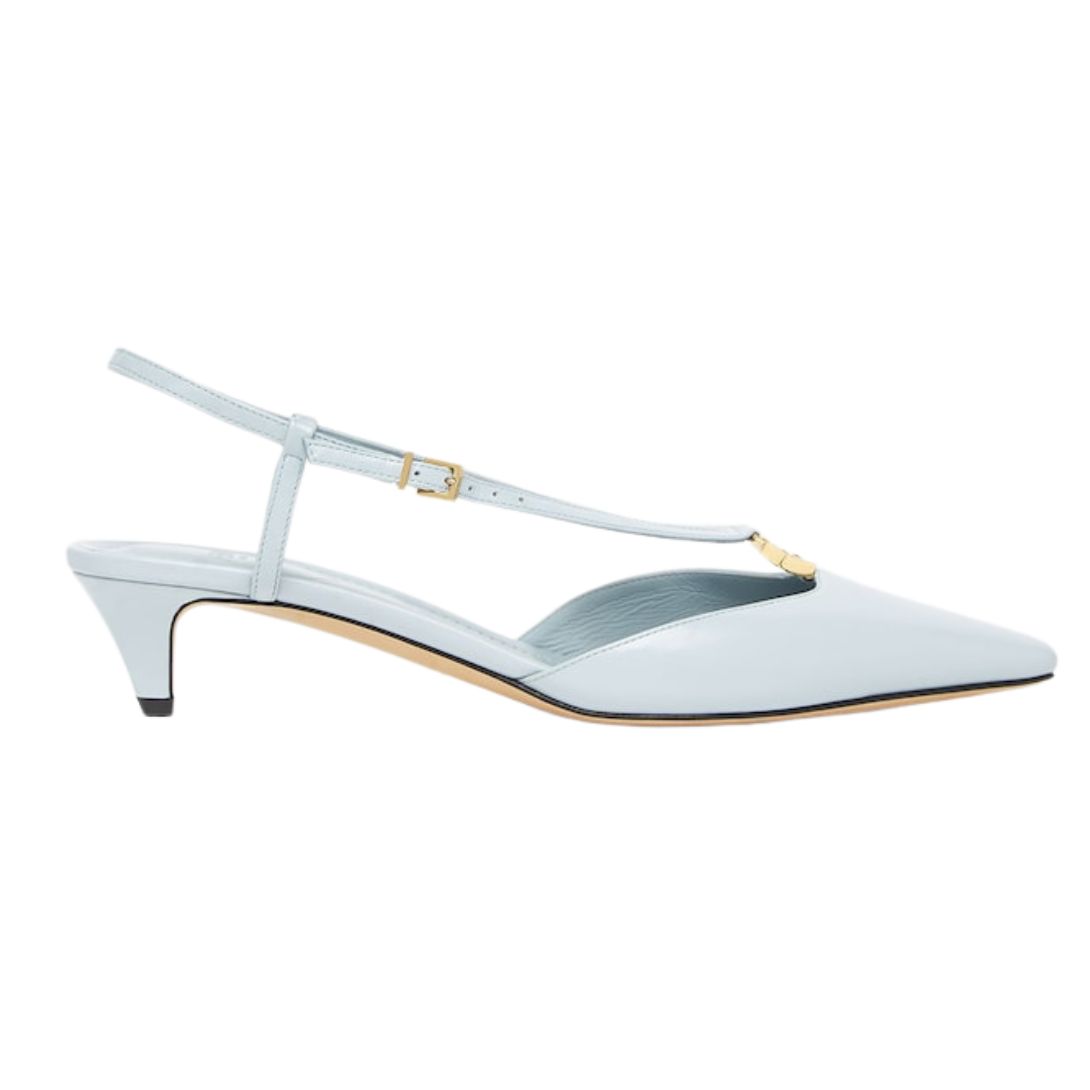 1 FENDI FFOLD LEATHER LOW-HEELED SLINGBACKS