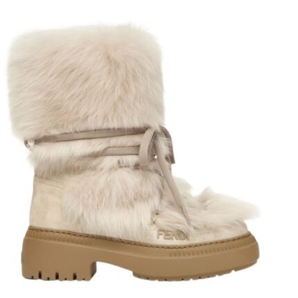 FENDI APRES CHIC BEIGE SHEEPSKIN AND CHAMOIS BOOTS