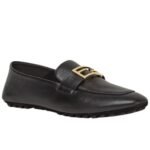 FENDI BAGUETTE BLACK LEATHER LOAFERS