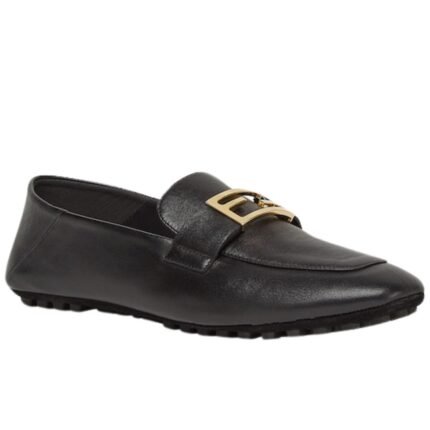 FENDI BAGUETTE BLACK LEATHER LOAFERS