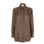 FENDI SHIRT BROWN FF SILK SHIRT