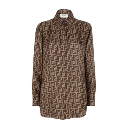 FENDI SHIRT BROWN FF SILK SHIRT