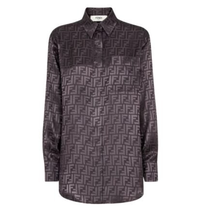 FENDI SHIRT DARK PURPLE FF SILK SHIRT