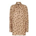 FENDI SHIRT LIGHT BROWN PRINTED SILK SHIRT