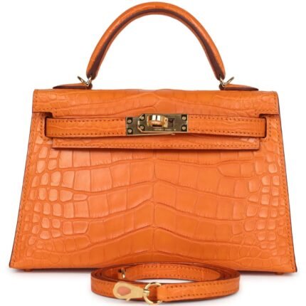 HERMÈS KELLY SELLIER 20 ABRICOT MATTE ALLIGATOR GOLD HARDWARE