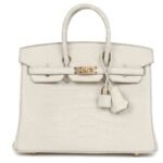 HERMÈS BIRKIN 25 BETON MATTE ALLIGATOR GOLD HARDWARE