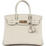 HERMÈS BIRKIN 30 BETON MATTE POROSUS CROCODILE GOLD HARDWARE